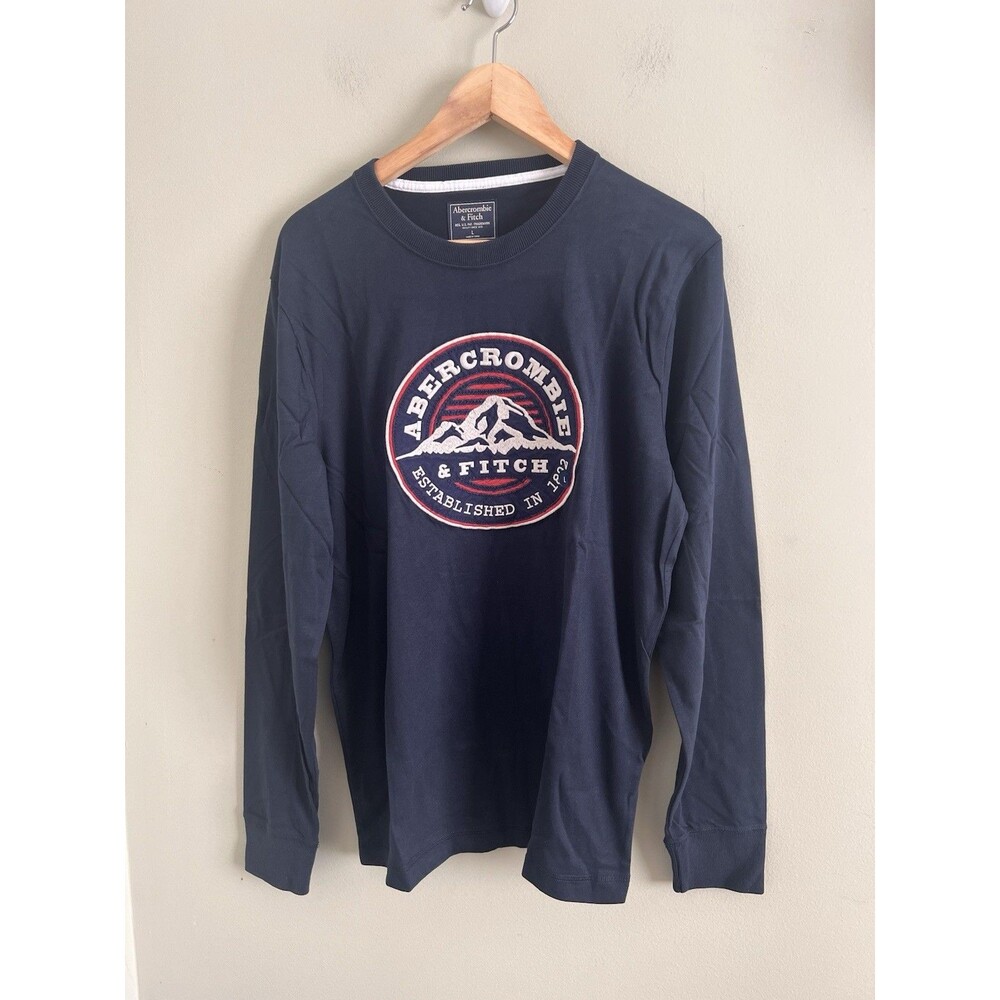 NWOT Abercrombie & Fitch Shirt Mens L Blue 1892 Logo Authentic Y2K Embroidered